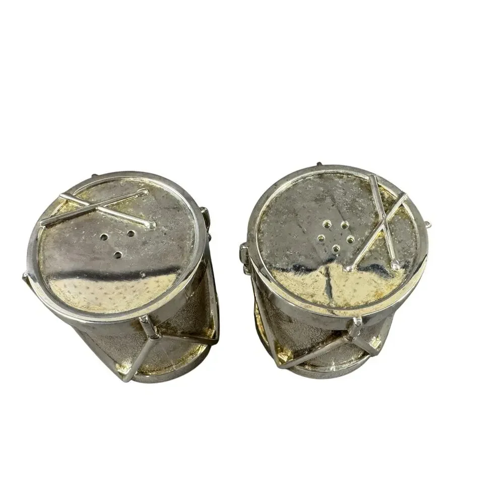 Vintage Towle Silverplate Drums Salt & Pepper Shakers Original Box